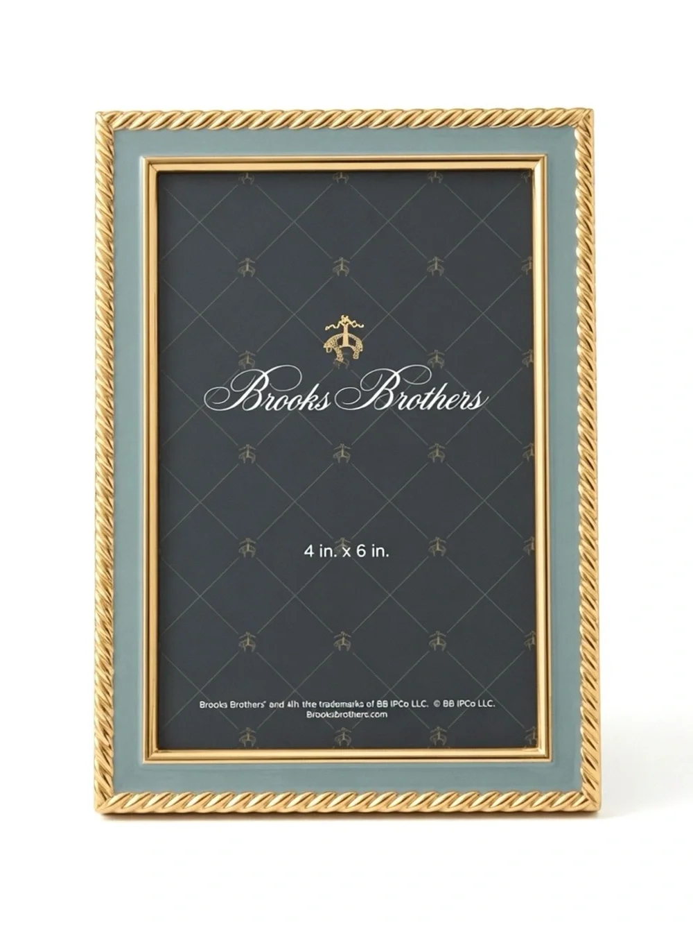Brooks Brothers 4x6 Gold Twisted Rope blue Enamel Picture Frame NWT